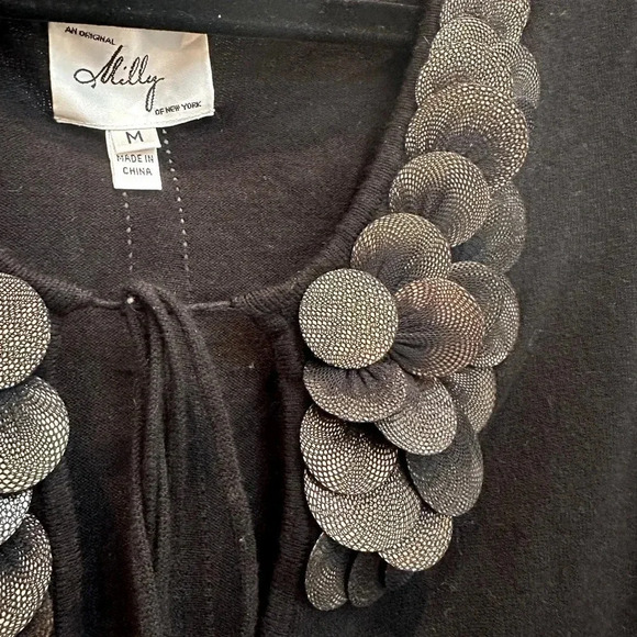 Vintage An Original Milly Of New York Cardigan Sweater Gold Embellishment Size M - Picture 6 of 15